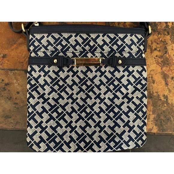Tommy Hilfiger Monogram Logo Crossbody Bag Blue Gray - Picture 2 of 5